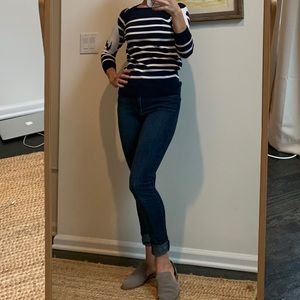 Crown & Ivy striped sweater with swan detail